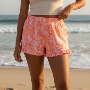 BodyLove NWT shorts orange neon‎ snake ruffle sz. L